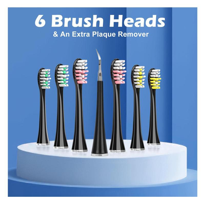 Rechargeable Toothbrush With 6 Brush Heads-NBGRLVS