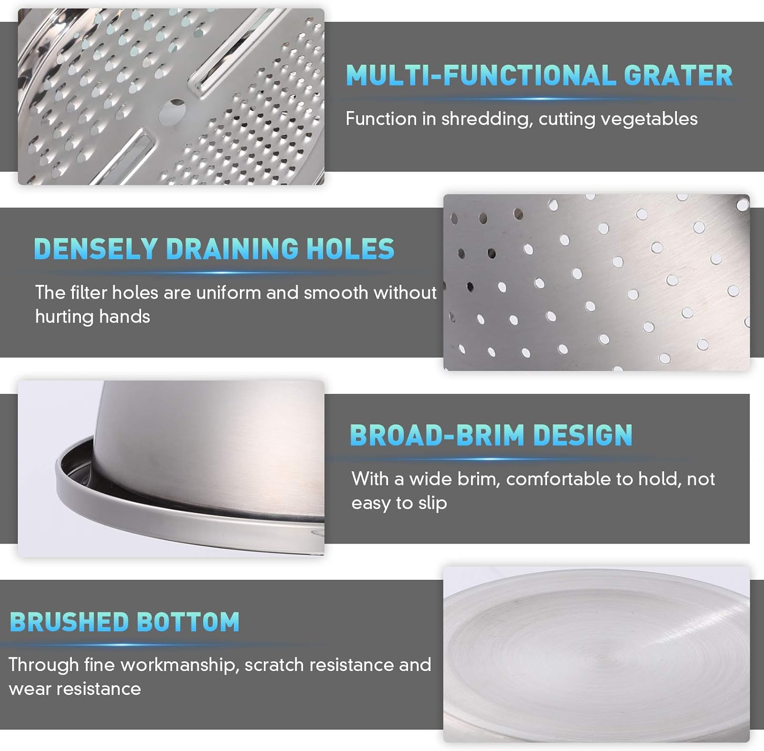 (🎉2026 New Year Sale 50% OFF) Stainless Steel Grater with Drain Basket🥕🥗