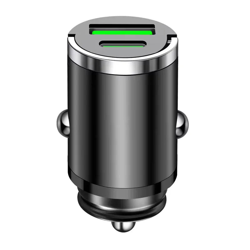 30W Mini Car Charger Dual USB A+C Fast Charging Adapter PD & QC 3.0 Type-C Port 12V/24V Universal Plug for iPhone 15 14 13 Pro Max Samsung S24 Ultra Car Accessories Must Haves