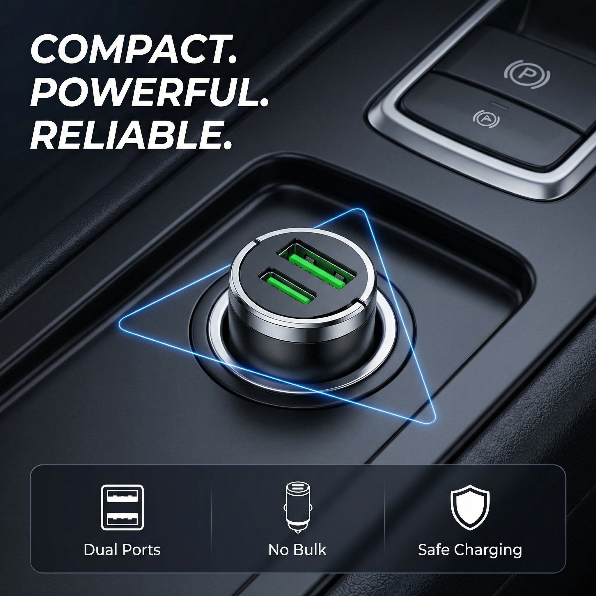 30W Mini Car Charger Dual USB A+C Fast Charging Adapter PD & QC 3.0 Type-C Port 12V/24V Universal Plug for iPhone 15 14 13 Pro Max Samsung S24 Ultra Car Accessories Must Haves