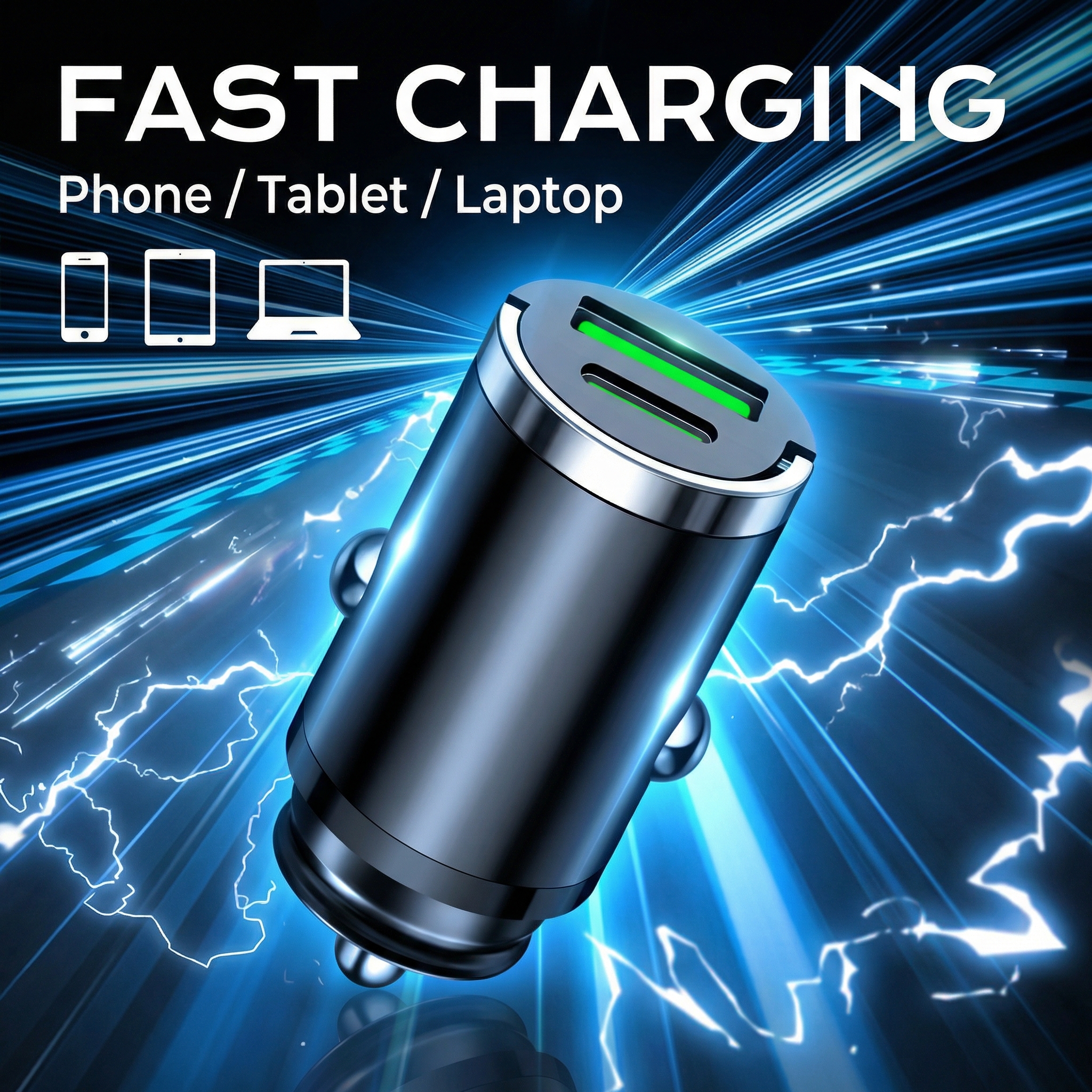 30W Mini Car Charger Dual USB A+C Fast Charging Adapter PD & QC 3.0 Type-C Port 12V/24V Universal Plug for iPhone 15 14 13 Pro Max Samsung S24 Ultra Car Accessories Must Haves