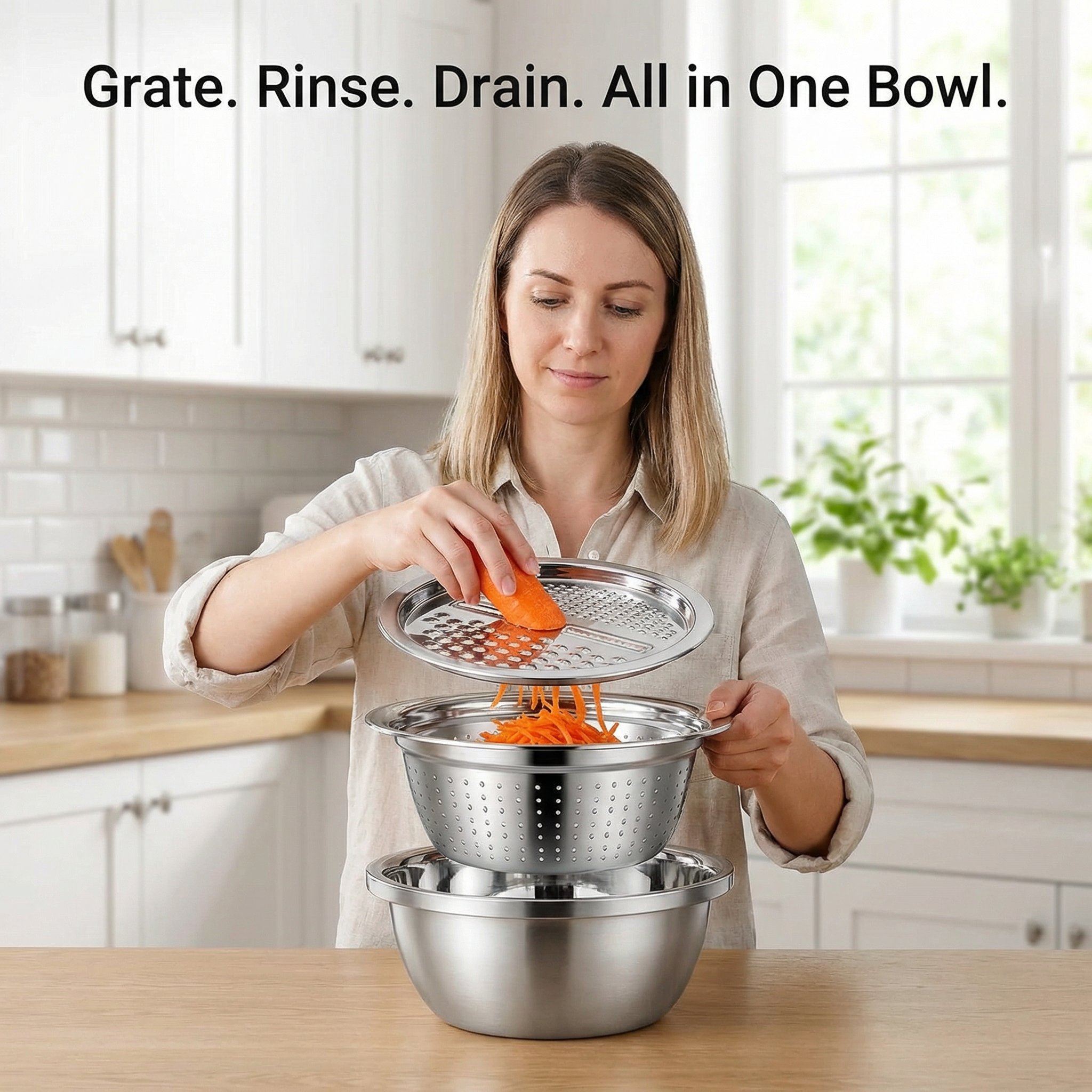 (🎉2026 New Year Sale 50% OFF) Stainless Steel Grater with Drain Basket🥕🥗