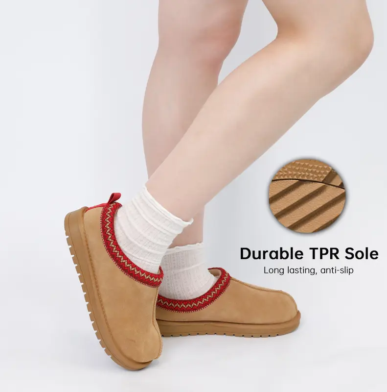 Women's Braided Leather Outdoor Suede Slippers Mini Platform Boots