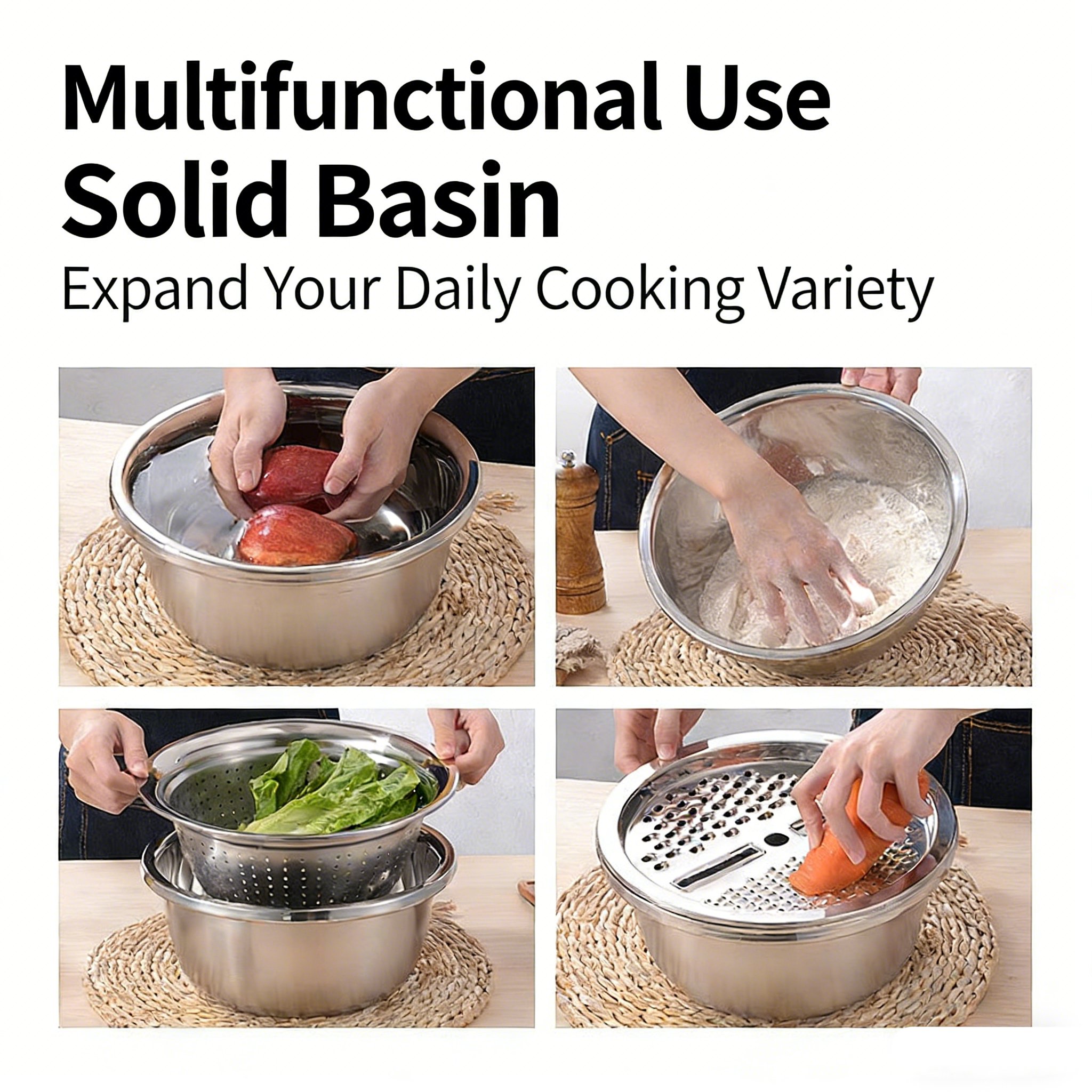 (🎉2026 New Year Sale 50% OFF) Stainless Steel Grater with Drain Basket🥕🥗