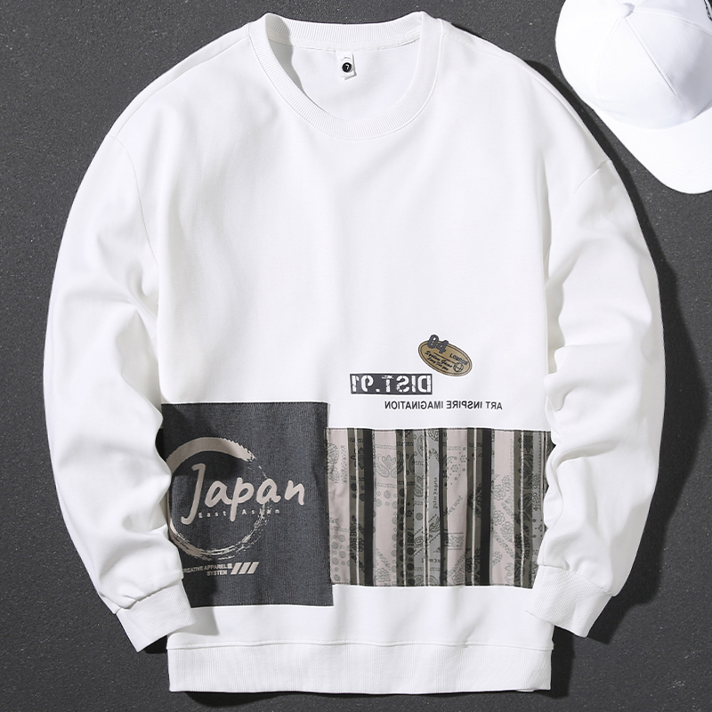 Handsome Japanese sweatshirt men's autumn and winter trendy new round neck pullover long-sleeved printed loose casual versatile top