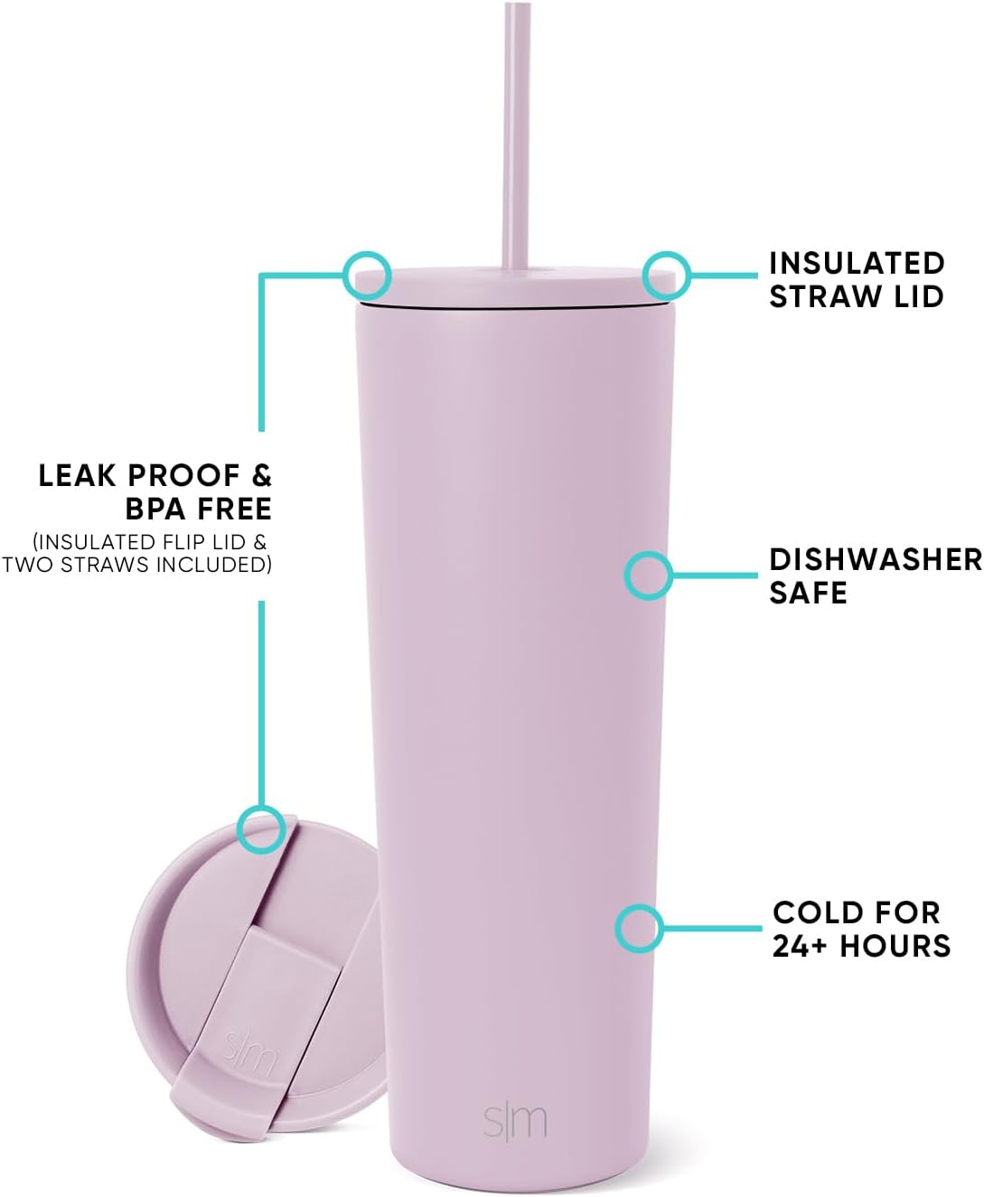 Simple Modern Insulated Tumbler with Lid and Straw | Iced Coffee Cup Reusable Stainless Steel Water Bottle Travel Mug | Gifts for Women Men Her Him | Classic Collection | 24oz | Retro Mint