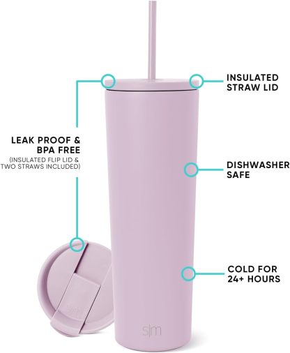 Simple Modern Insulated Tumbler with Lid and Straw | Iced Coffee Cup Reusable Stainless Steel Water Bottle Travel Mug | Gifts for Women Men Her Him | Classic Collection | 24oz | Retro Mint