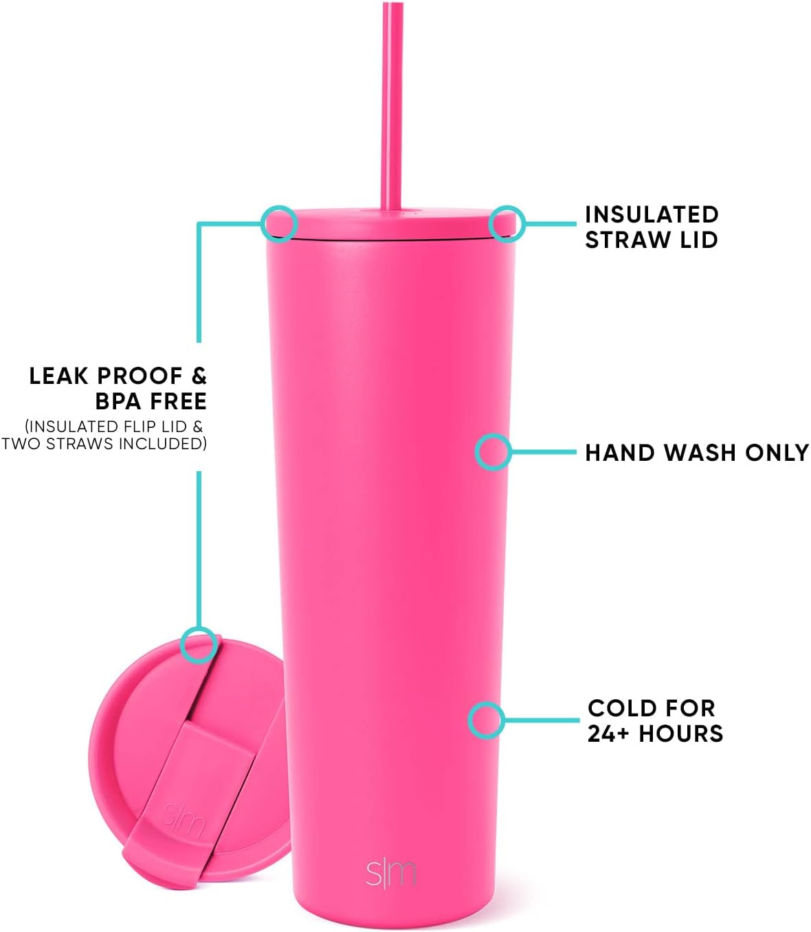 Simple Modern Insulated Tumbler with Lid and Straw | Iced Coffee Cup Reusable Stainless Steel Water Bottle Travel Mug | Gifts for Women Men Her Him | Classic Collection | 24oz | Retro Mint