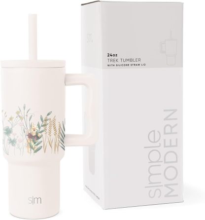 Simple Modern Kids 24 oz Tumbler with Handle and Silicone Straw Lid | Spill Proof and Leak Resistant | Reusable Stainless Steel Bottle | Gift for Kids Boys Girls | Trek Collection | 80s Mix