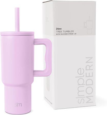 Simple Modern Kids 24 oz Tumbler with Handle and Silicone Straw Lid | Spill Proof and Leak Resistant | Reusable Stainless Steel Bottle | Gift for Kids Boys Girls | Trek Collection | 80s Mix