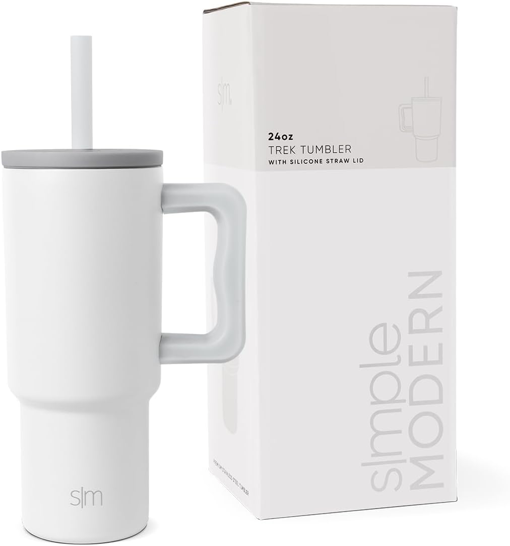 Simple Modern Kids 24 oz Tumbler with Handle and Silicone Straw Lid | Spill Proof and Leak Resistant | Reusable Stainless Steel Bottle | Gift for Kids Boys Girls | Trek Collection | 80s Mix
