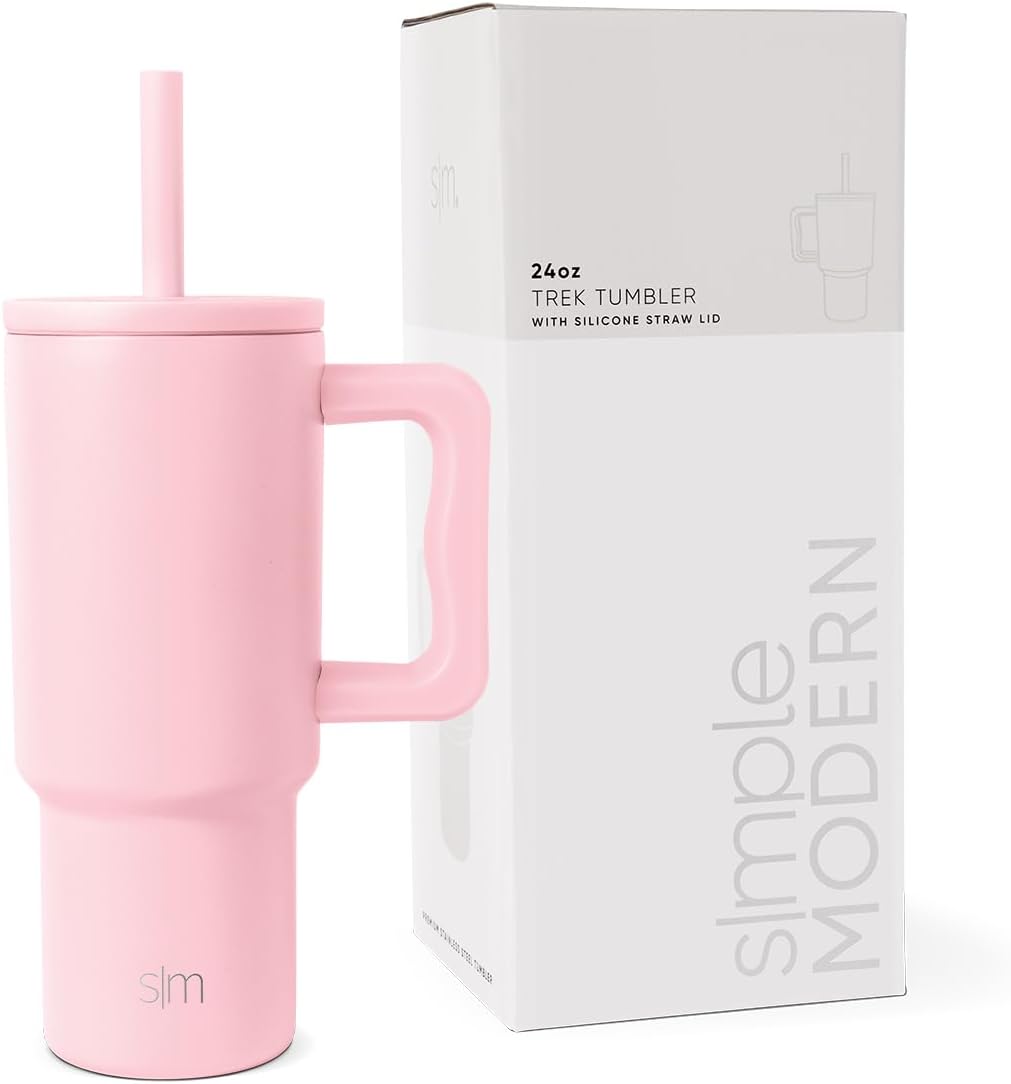 Simple Modern Kids 24 oz Tumbler with Handle and Silicone Straw Lid | Spill Proof and Leak Resistant | Reusable Stainless Steel Bottle | Gift for Kids Boys Girls | Trek Collection | 80s Mix