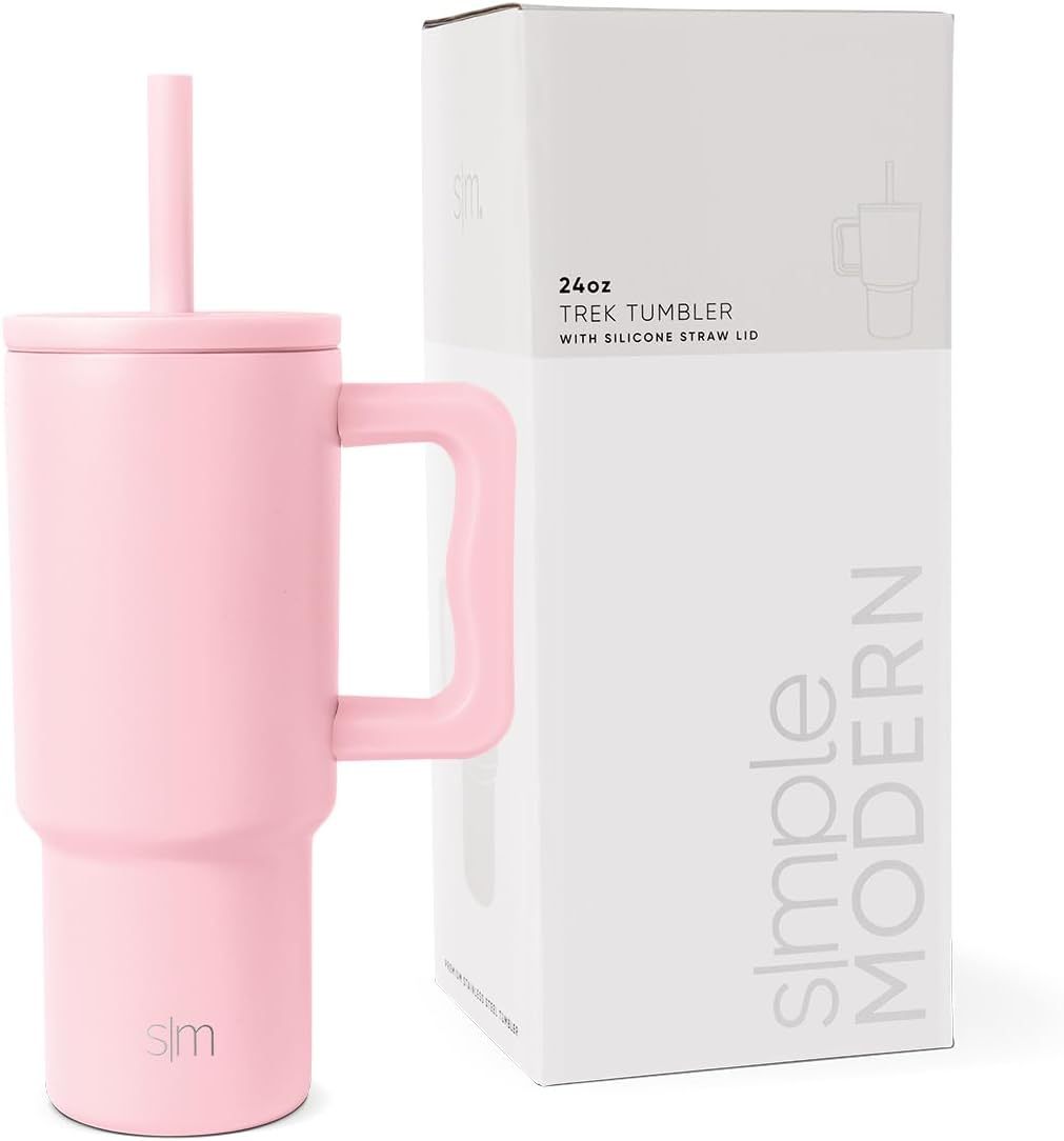 Simple Modern Kids 24 oz Tumbler with Handle and Silicone Straw Lid | Spill Proof and Leak Resistant | Reusable Stainless Steel Bottle | Gift for Kids Boys Girls | Trek Collection | 80s Mix