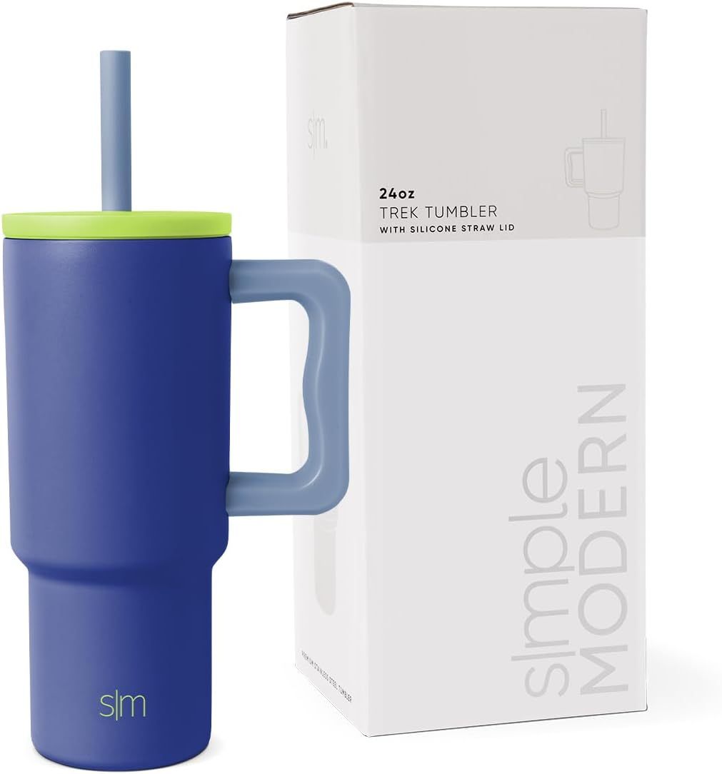 Simple Modern Kids 24 oz Tumbler with Handle and Silicone Straw Lid | Spill Proof and Leak Resistant | Reusable Stainless Steel Bottle | Gift for Kids Boys Girls | Trek Collection | 80s Mix