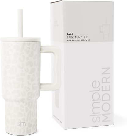 Simple Modern Kids 24 oz Tumbler with Handle and Silicone Straw Lid | Spill Proof and Leak Resistant | Reusable Stainless Steel Bottle | Gift for Kids Boys Girls | Trek Collection | 80s Mix