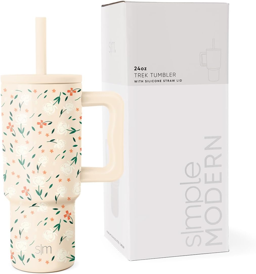 Simple Modern Kids 24 oz Tumbler with Handle and Silicone Straw Lid | Spill Proof and Leak Resistant | Reusable Stainless Steel Bottle | Gift for Kids Boys Girls | Trek Collection | 80s Mix