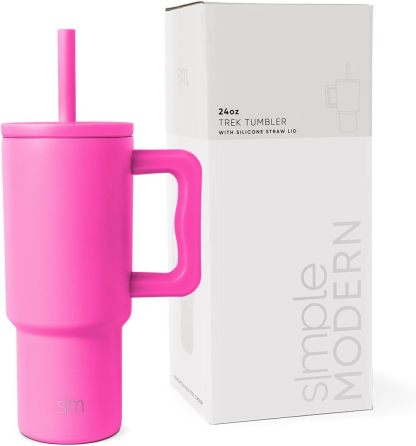 Simple Modern Kids 24 oz Tumbler with Handle and Silicone Straw Lid | Spill Proof and Leak Resistant | Reusable Stainless Steel Bottle | Gift for Kids Boys Girls | Trek Collection | 80s Mix