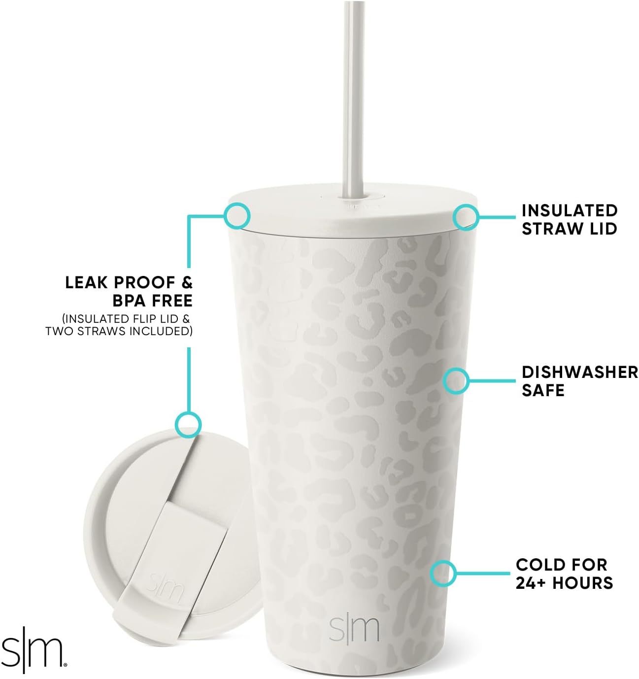 Simple Modern Insulated Tumbler with Lid and Straw | Iced Coffee Cup Reusable Stainless Steel Water Bottle Travel Mug | Gifts for Women Men Her Him | Classic Collection | 24oz | Retro Mint