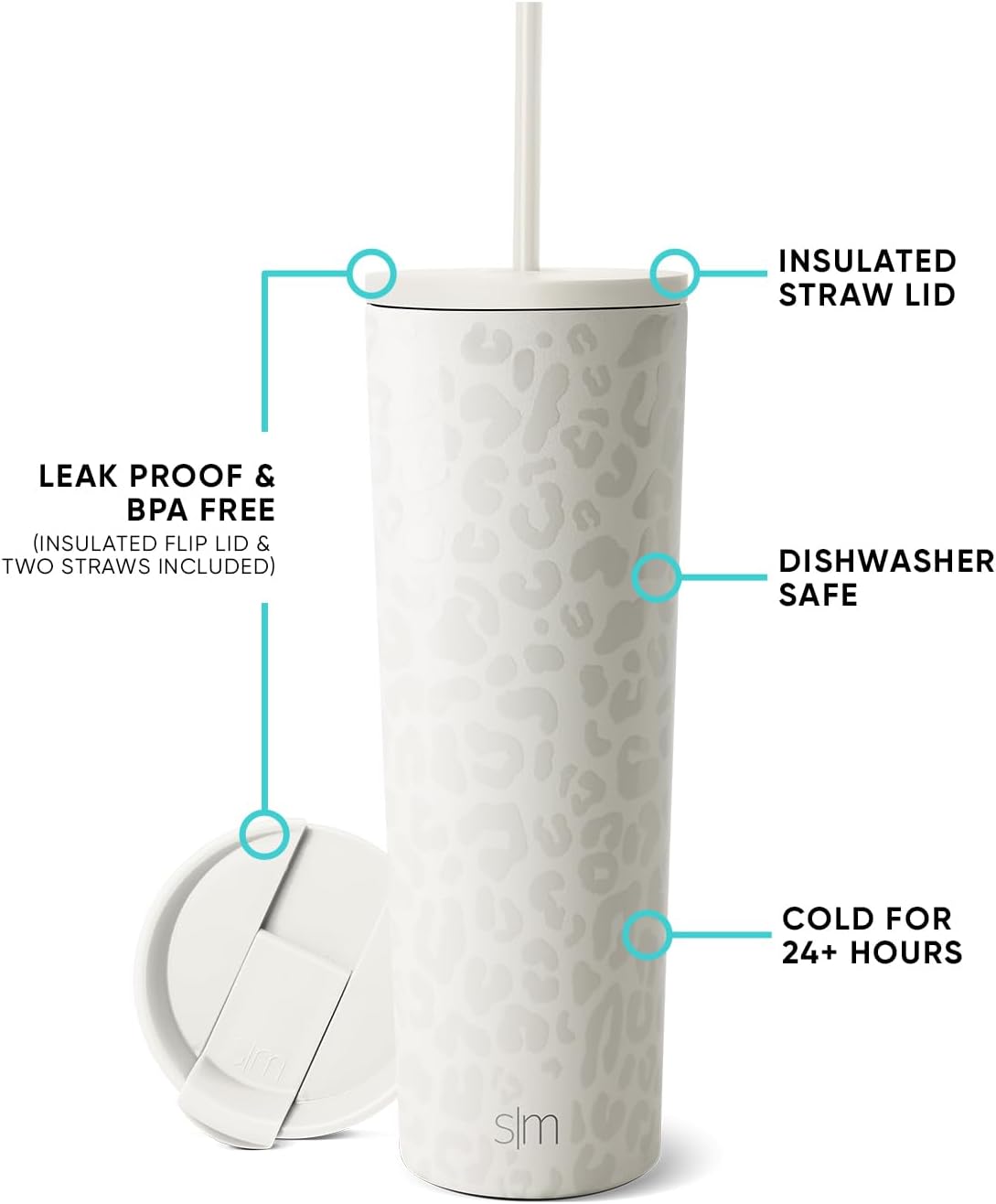 Simple Modern Insulated Tumbler with Lid and Straw | Iced Coffee Cup Reusable Stainless Steel Water Bottle Travel Mug | Gifts for Women Men Her Him | Classic Collection | 24oz | Retro Mint