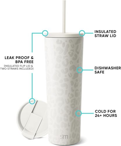 Simple Modern Insulated Tumbler with Lid and Straw | Iced Coffee Cup Reusable Stainless Steel Water Bottle Travel Mug | Gifts for Women Men Her Him | Classic Collection | 24oz | Retro Mint