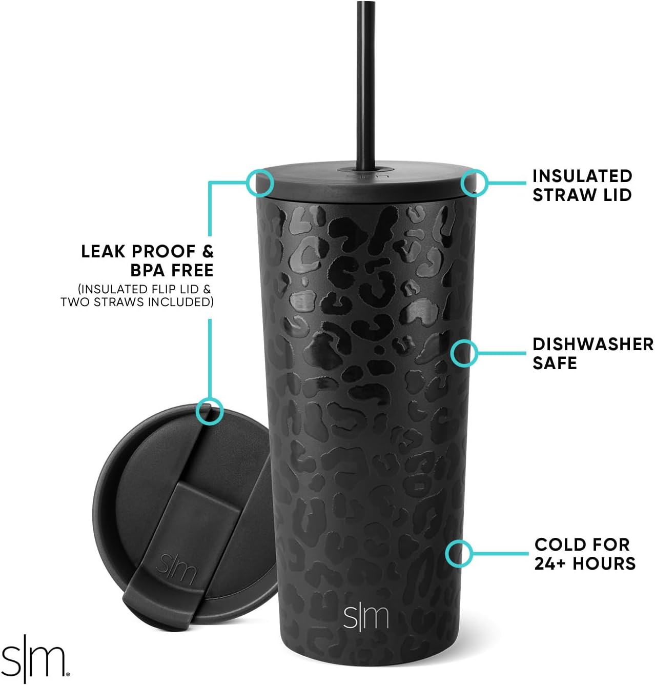 Simple Modern Insulated Tumbler with Lid and Straw | Iced Coffee Cup Reusable Stainless Steel Water Bottle Travel Mug | Gifts for Women Men Her Him | Classic Collection | 24oz | Retro Mint