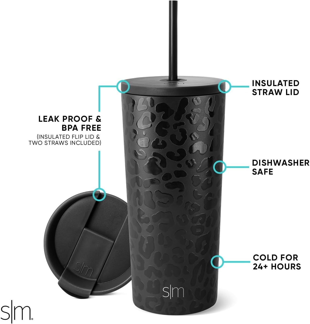 Simple Modern Insulated Tumbler with Lid and Straw | Iced Coffee Cup Reusable Stainless Steel Water Bottle Travel Mug | Gifts for Women Men Her Him | Classic Collection | 24oz | Retro Mint