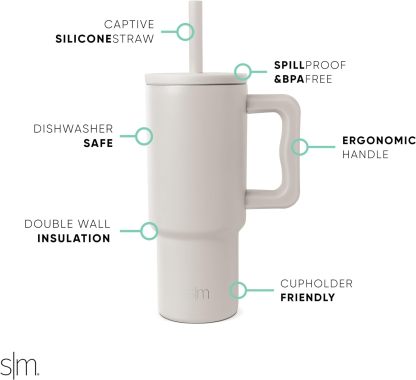 Simple Modern Kids 24 oz Tumbler with Handle and Silicone Straw Lid | Spill Proof and Leak Resistant | Reusable Stainless Steel Bottle | Gift for Kids Boys Girls | Trek Collection | 80s Mix