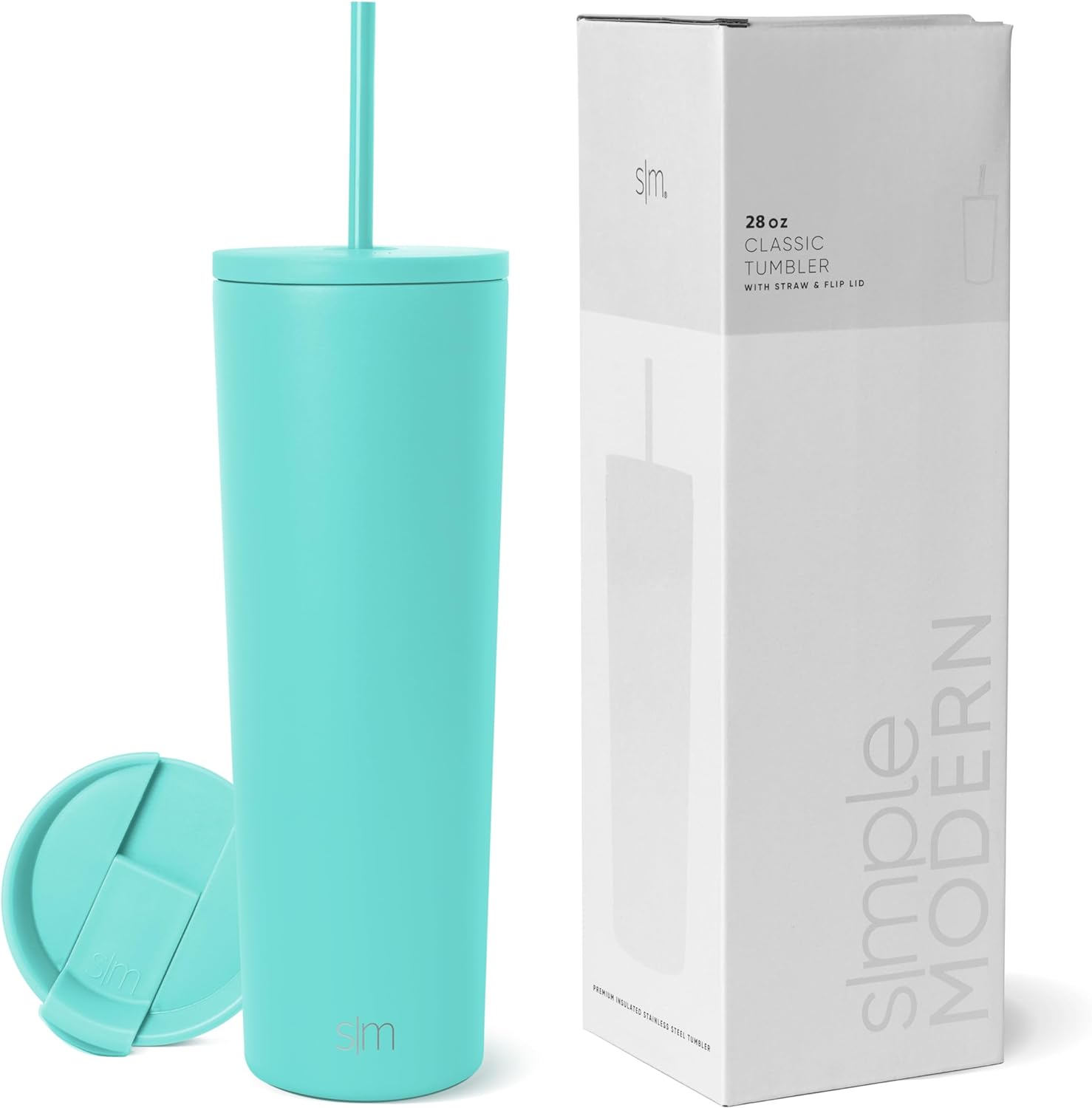 Simple Modern Insulated Tumbler with Lid and Straw | Iced Coffee Cup Reusable Stainless Steel Water Bottle Travel Mug | Gifts for Women Men Her Him | Classic Collection | 24oz | Retro Mint