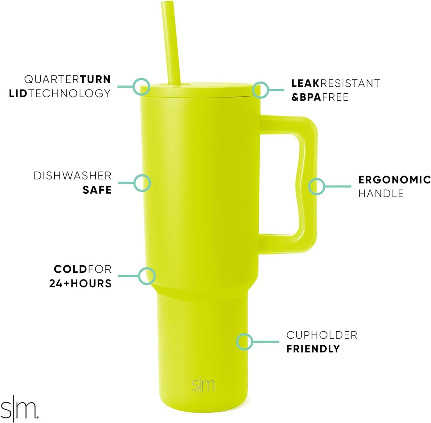 Simple Modern 40 oz Tumbler with Handle and Straw Lid | Insulated Cup Reusable Stainless Steel Water Bottle Travel Mug Cupholder Friendly | Gifts for Women Him Her | Trek Collection | Sea Glass Sage