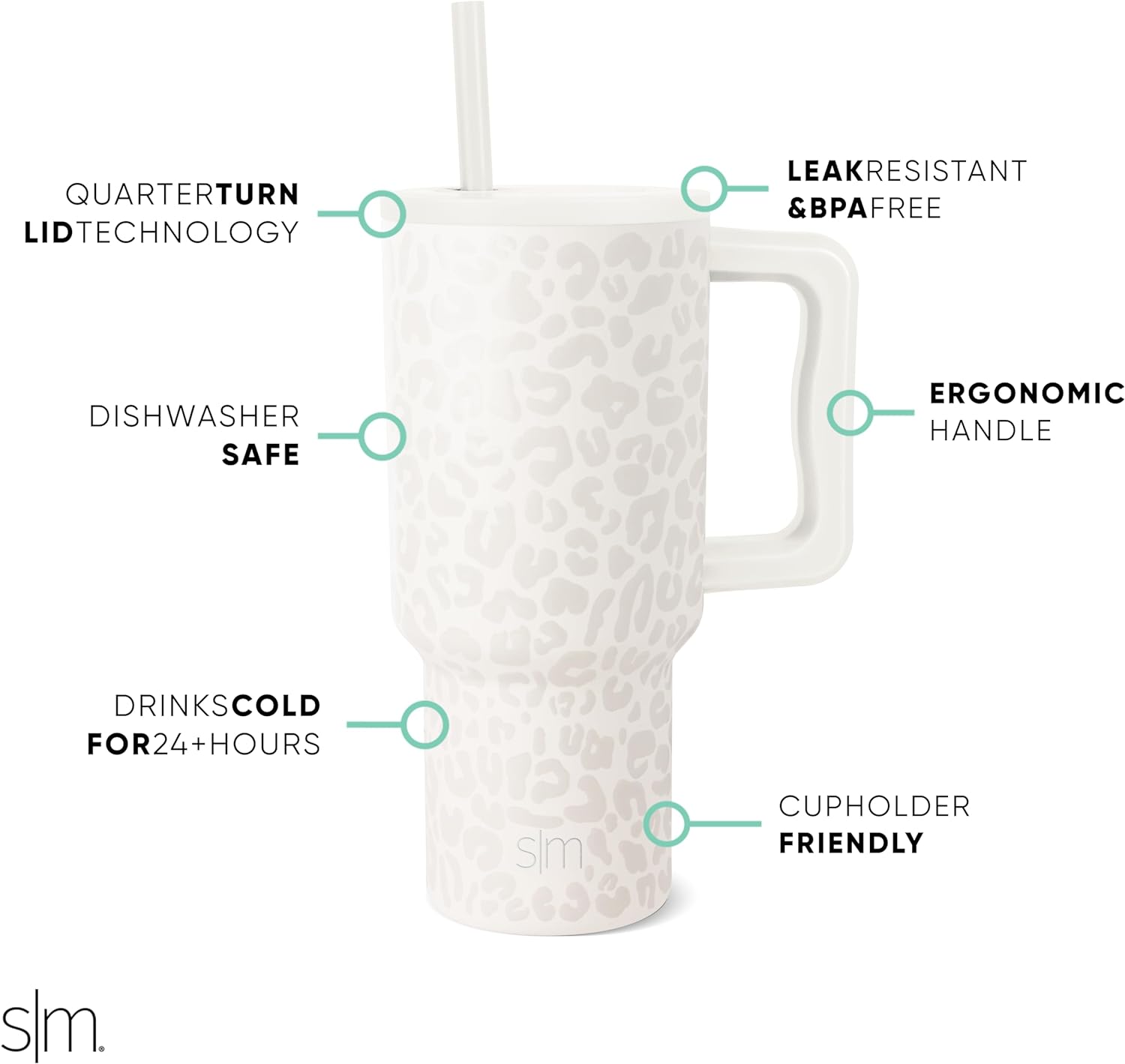 Simple Modern 40 oz Tumbler with Handle and Straw Lid | Insulated Cup Reusable Stainless Steel Water Bottle Travel Mug Cupholder Friendly | Gifts for Women Him Her | Trek Collection | Sea Glass Sage