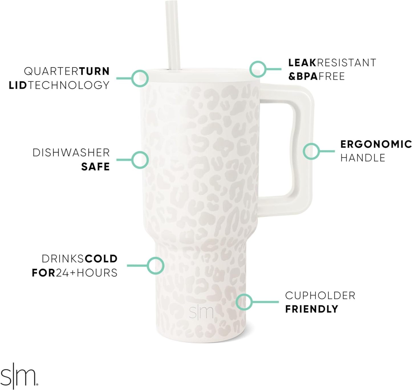 Simple Modern 40 oz Tumbler with Handle and Straw Lid | Insulated Cup Reusable Stainless Steel Water Bottle Travel Mug Cupholder Friendly | Gifts for Women Him Her | Trek Collection | Sea Glass Sage