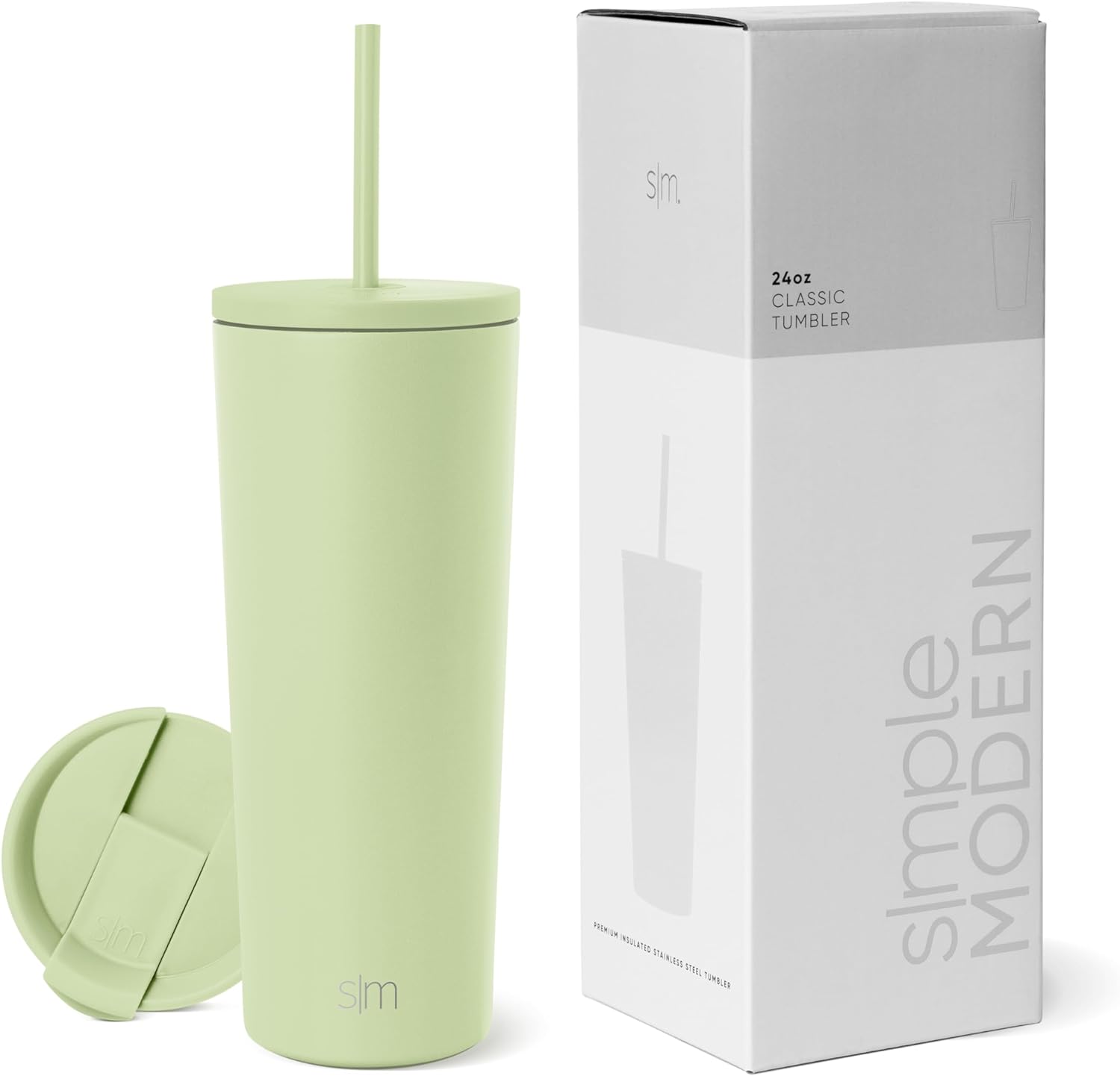 Simple Modern Insulated Tumbler with Lid and Straw | Iced Coffee Cup Reusable Stainless Steel Water Bottle Travel Mug | Gifts for Women Men Her Him | Classic Collection | 24oz | Retro Mint