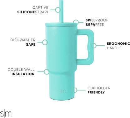 Simple Modern Kids 24 oz Tumbler with Handle and Silicone Straw Lid | Spill Proof and Leak Resistant | Reusable Stainless Steel Bottle | Gift for Kids Boys Girls | Trek Collection | 80s Mix