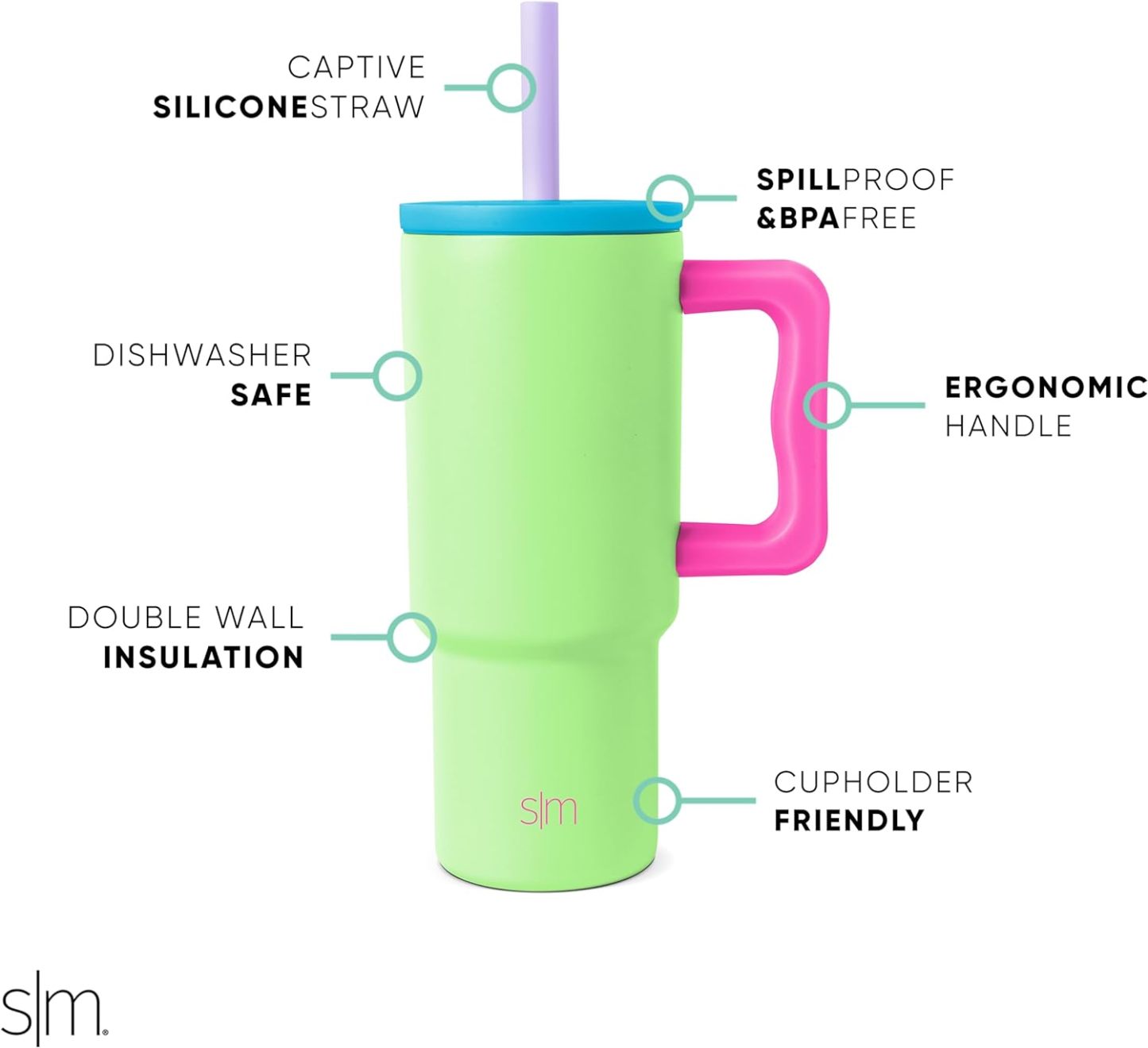 Simple Modern Kids 24 oz Tumbler with Handle and Silicone Straw Lid | Spill Proof and Leak Resistant | Reusable Stainless Steel Bottle | Gift for Kids Boys Girls | Trek Collection | 80s Mix