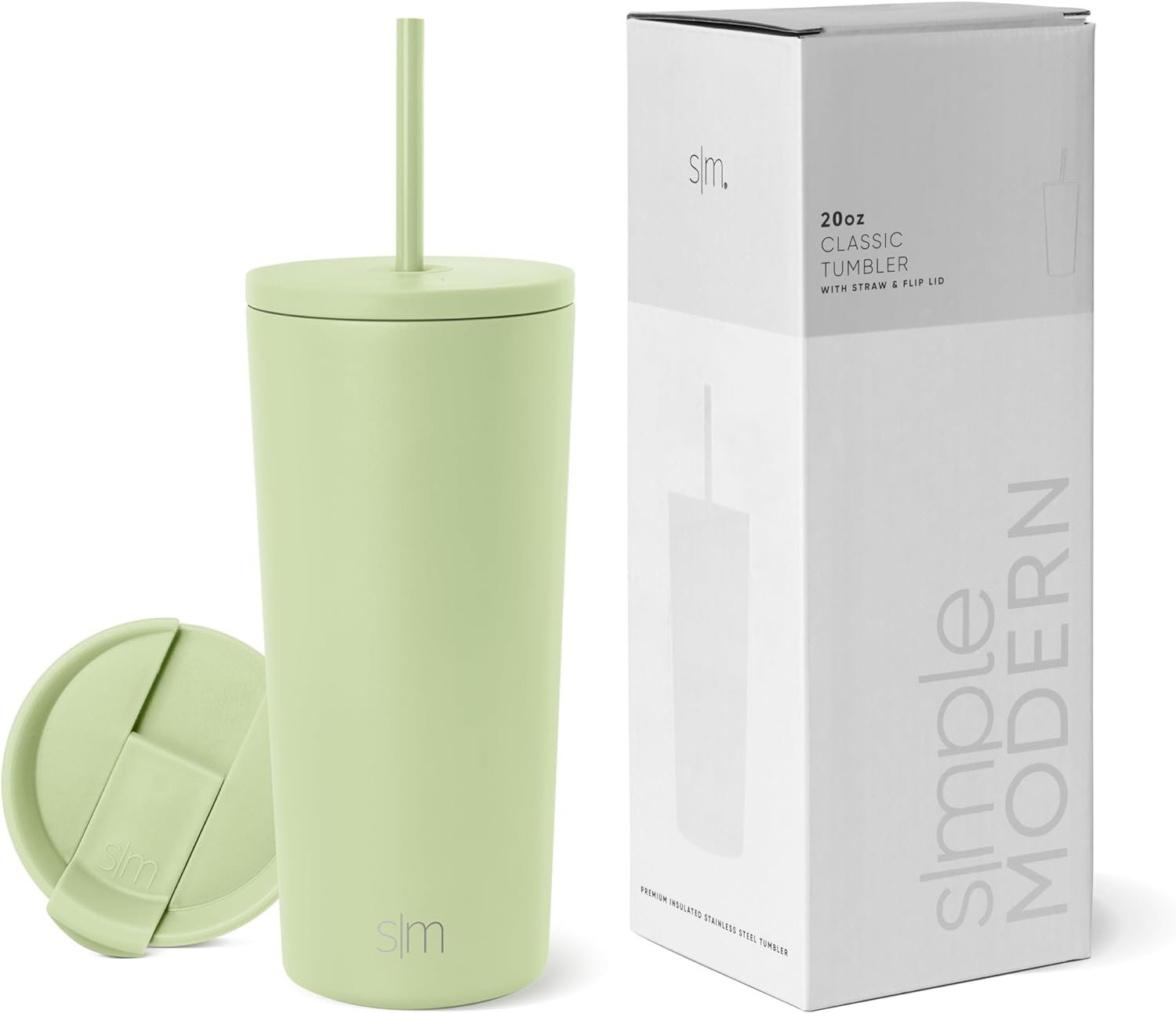 Simple Modern Insulated Tumbler with Lid and Straw | Iced Coffee Cup Reusable Stainless Steel Water Bottle Travel Mug | Gifts for Women Men Her Him | Classic Collection | 24oz | Retro Mint