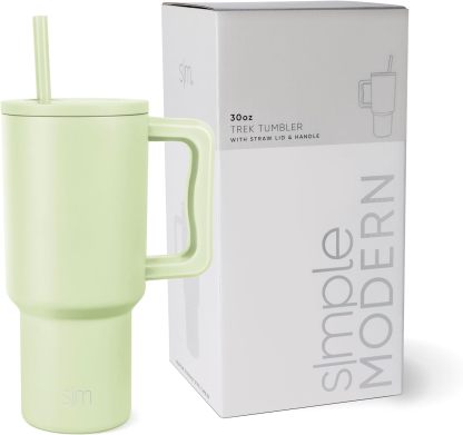 Simple Modern 40 oz Tumbler with Handle and Straw Lid | Insulated Cup Reusable Stainless Steel Water Bottle Travel Mug Cupholder Friendly | Gifts for Women Him Her | Trek Collection | Sea Glass Sage