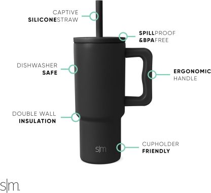 Simple Modern Kids 24 oz Tumbler with Handle and Silicone Straw Lid | Spill Proof and Leak Resistant | Reusable Stainless Steel Bottle | Gift for Kids Boys Girls | Trek Collection | 80s Mix