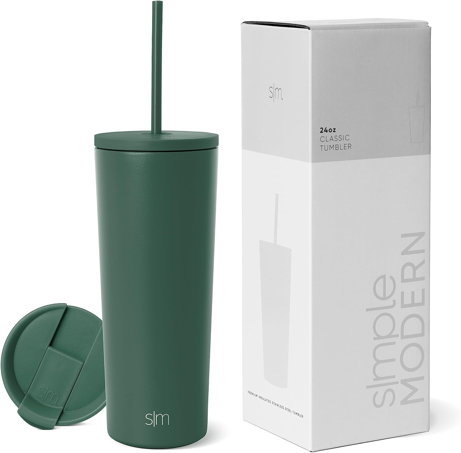 Simple Modern Insulated Tumbler with Lid and Straw | Iced Coffee Cup Reusable Stainless Steel Water Bottle Travel Mug | Gifts for Women Men Her Him | Classic Collection | 24oz | Retro Mint