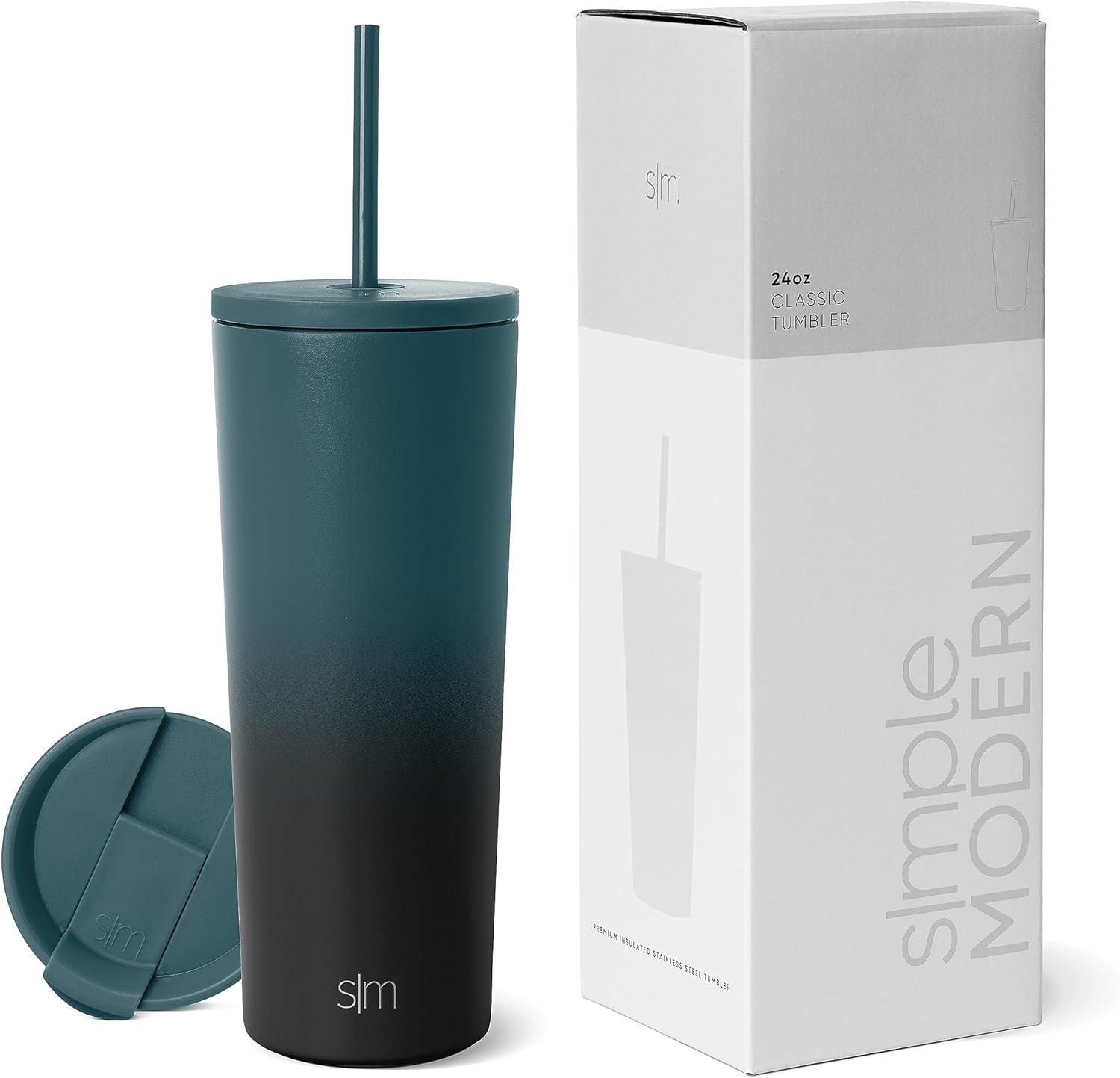 Simple Modern Insulated Tumbler with Lid and Straw | Iced Coffee Cup Reusable Stainless Steel Water Bottle Travel Mug | Gifts for Women Men Her Him | Classic Collection | 24oz | Retro Mint
