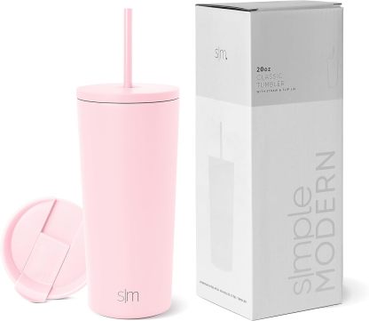 Simple Modern Insulated Tumbler with Lid and Straw | Iced Coffee Cup Reusable Stainless Steel Water Bottle Travel Mug | Gifts for Women Men Her Him | Classic Collection | 24oz | Retro Mint