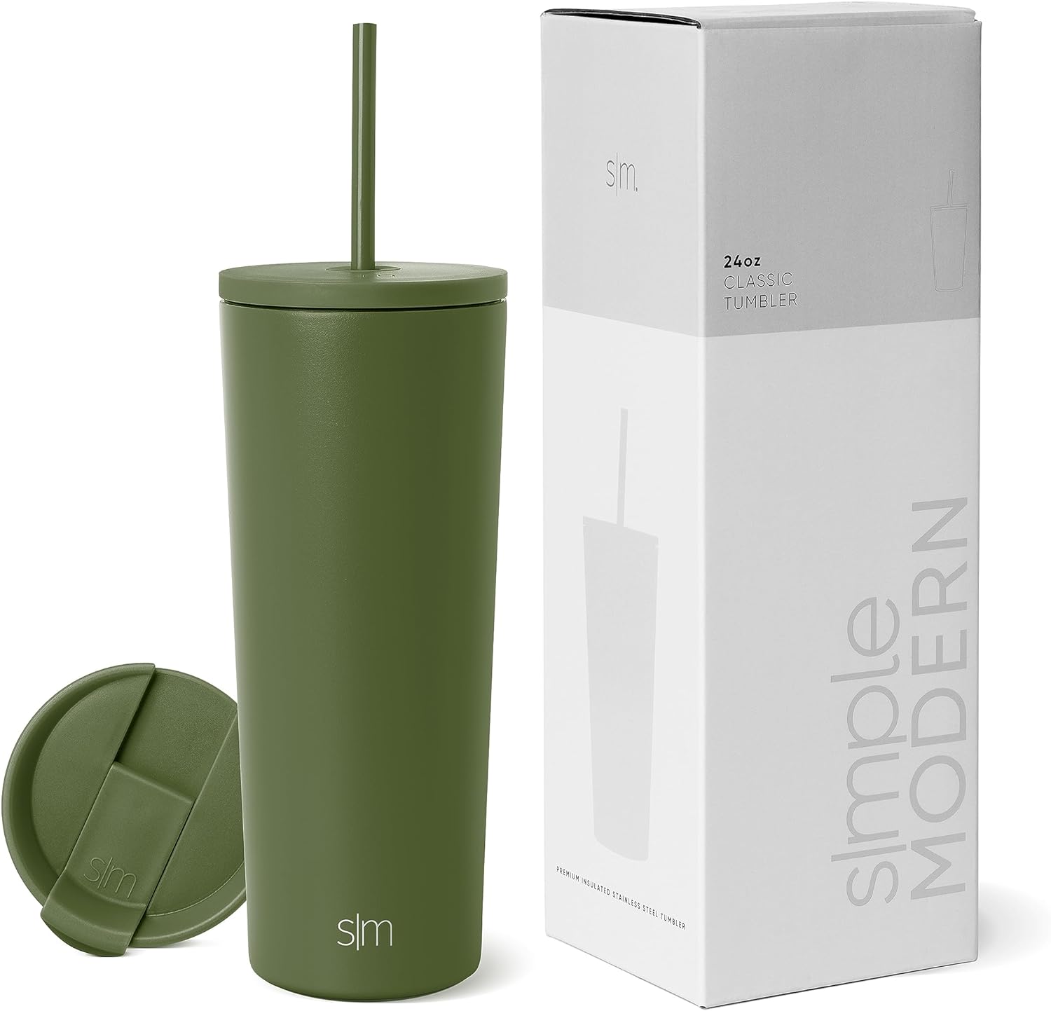 Simple Modern Insulated Tumbler with Lid and Straw | Iced Coffee Cup Reusable Stainless Steel Water Bottle Travel Mug | Gifts for Women Men Her Him | Classic Collection | 24oz | Retro Mint