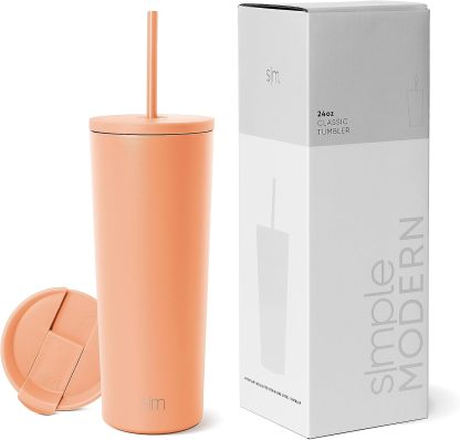 Simple Modern Insulated Tumbler with Lid and Straw | Iced Coffee Cup Reusable Stainless Steel Water Bottle Travel Mug | Gifts for Women Men Her Him | Classic Collection | 24oz | Retro Mint