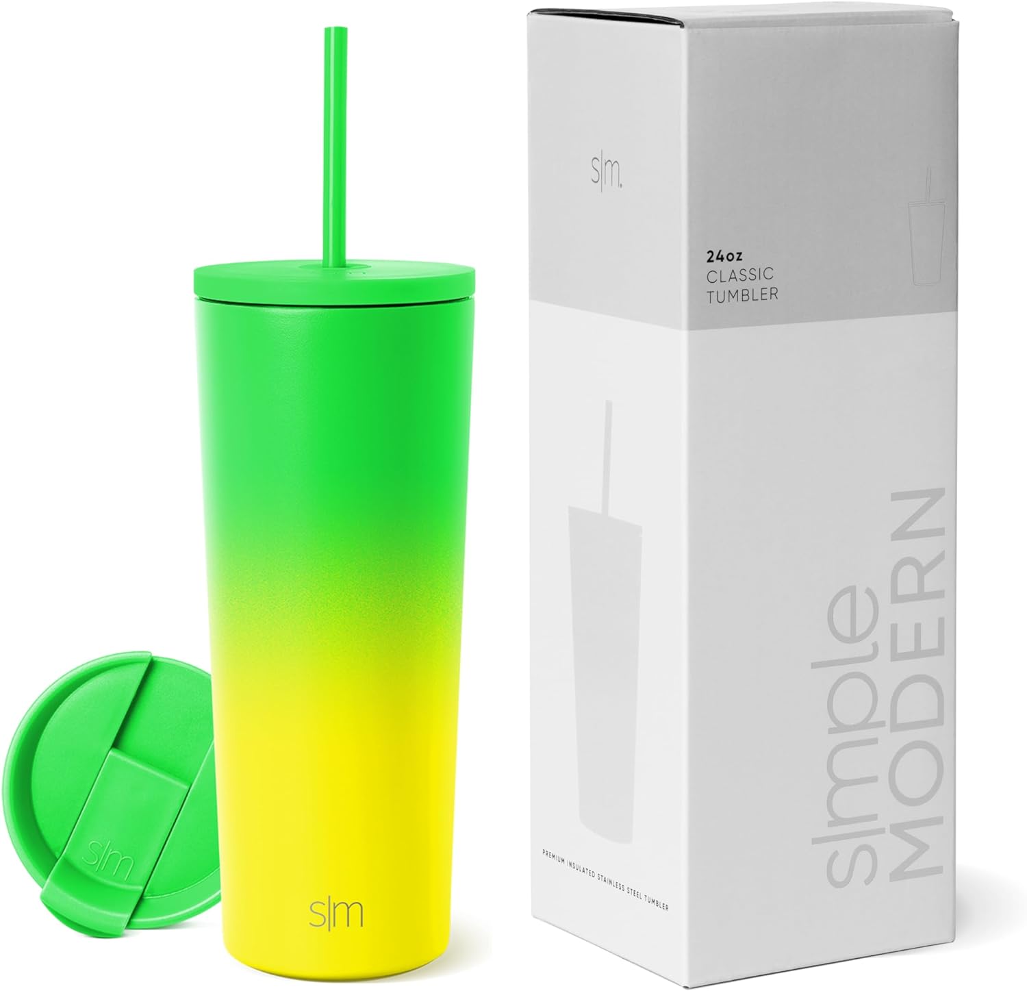 Simple Modern Insulated Tumbler with Lid and Straw | Iced Coffee Cup Reusable Stainless Steel Water Bottle Travel Mug | Gifts for Women Men Her Him | Classic Collection | 24oz | Retro Mint