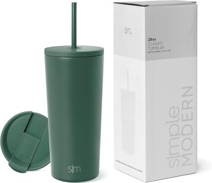 Simple Modern Insulated Tumbler with Lid and Straw | Iced Coffee Cup Reusable Stainless Steel Water Bottle Travel Mug | Gifts for Women Men Her Him | Classic Collection | 24oz | Retro Mint