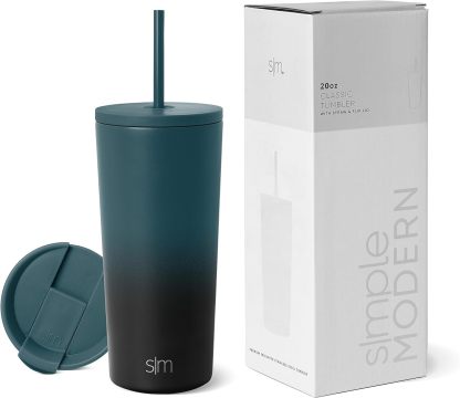 Simple Modern Insulated Tumbler with Lid and Straw | Iced Coffee Cup Reusable Stainless Steel Water Bottle Travel Mug | Gifts for Women Men Her Him | Classic Collection | 24oz | Retro Mint