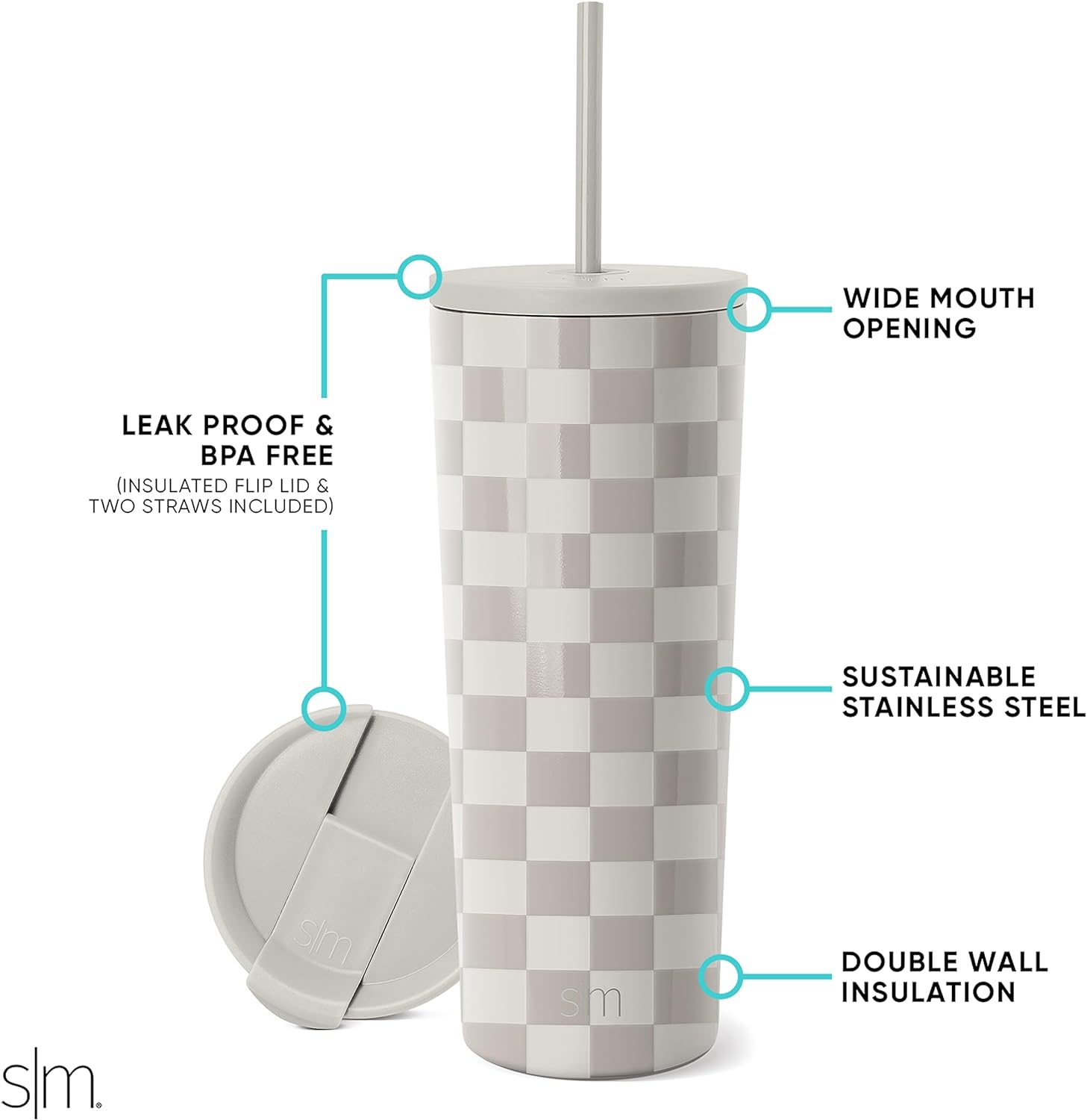 Simple Modern Insulated Tumbler with Lid and Straw | Iced Coffee Cup Reusable Stainless Steel Water Bottle Travel Mug | Gifts for Women Men Her Him | Classic Collection | 24oz | Retro Mint