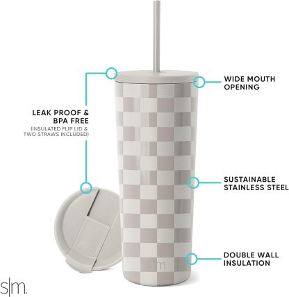 Simple Modern Insulated Tumbler with Lid and Straw | Iced Coffee Cup Reusable Stainless Steel Water Bottle Travel Mug | Gifts for Women Men Her Him | Classic Collection | 24oz | Retro Mint