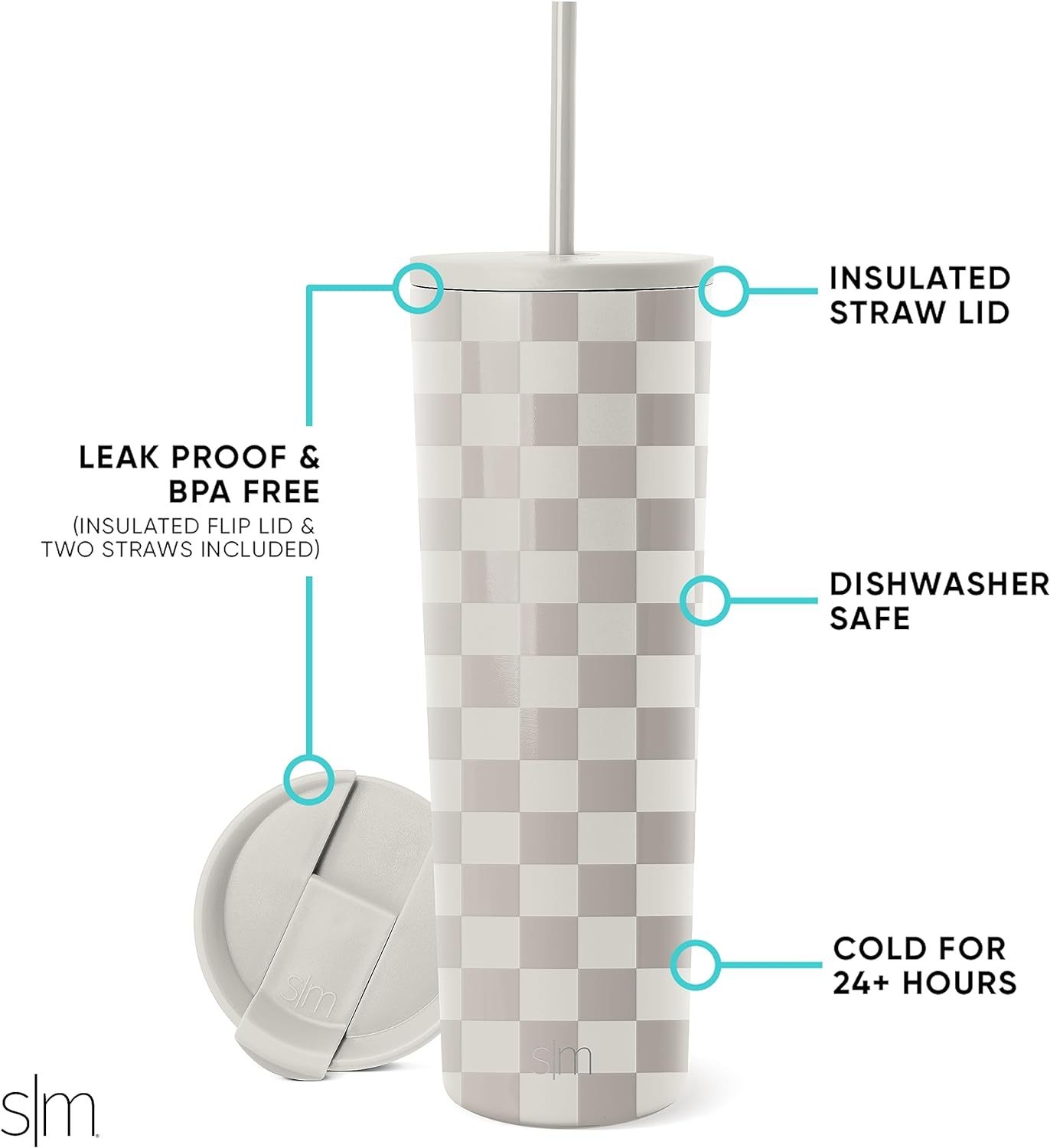 Simple Modern Insulated Tumbler with Lid and Straw | Iced Coffee Cup Reusable Stainless Steel Water Bottle Travel Mug | Gifts for Women Men Her Him | Classic Collection | 24oz | Retro Mint