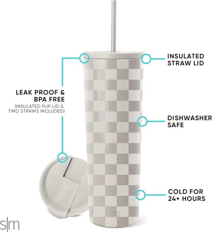 Simple Modern Insulated Tumbler with Lid and Straw | Iced Coffee Cup Reusable Stainless Steel Water Bottle Travel Mug | Gifts for Women Men Her Him | Classic Collection | 24oz | Retro Mint