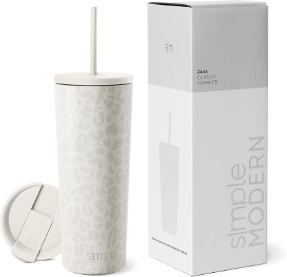 Simple Modern Insulated Tumbler with Lid and Straw | Iced Coffee Cup Reusable Stainless Steel Water Bottle Travel Mug | Gifts for Women Men Her Him | Classic Collection | 24oz | Retro Mint